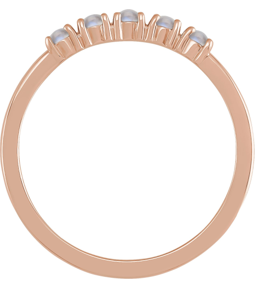 72176 Ring Set 14K Rose Natural Rainbow Moonstone Round 2 Mm Polished Natural Rainbow Moonstone Cabochon Stackable Ring