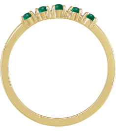72176 Ring Set 14K Yellow Natural Emerald Round 2 Mm Polished Natural Emerald Cabochon Stackable Ring