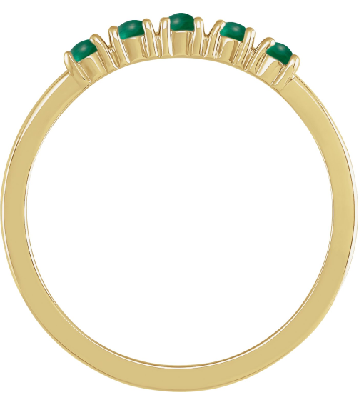 72176 Ring Set 14K Yellow Natural Emerald Round 2 Mm Polished Natural Emerald Cabochon Stackable Ring
