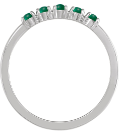72176 Ring Set Sterling Silver Natural Emerald Round 2 Mm Polished Natural Emerald Cabochon Stackable Ring