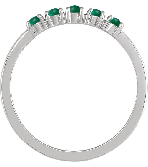 72176 Ring Set Sterling Silver Natural Emerald Round 2 Mm Polished Natural Emerald Cabochon Stackable Ring