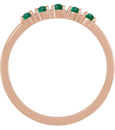 72176 Ring Set 14K Rose Natural Emerald Round 2 Mm Polished Natural Emerald Cabochon Stackable Ring