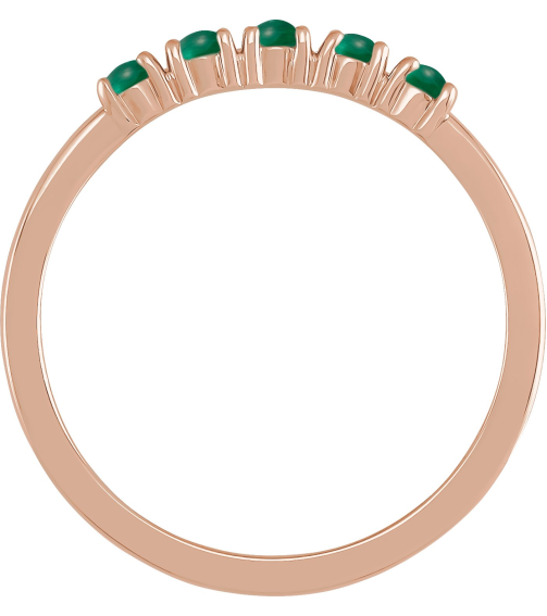 72176 Ring Set 14K Rose Natural Emerald Round 2 Mm Polished Natural Emerald Cabochon Stackable Ring