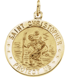 R5024 Pendant 18K Yellow 22 Mm Polished Round St. Christopher Medal