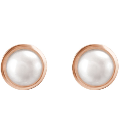 88305 Earring Set Cultured White Akoya Pearl Pearl 4 Mm 14K Rose Pair Friction Backs Included Polished Pearl Bezel Earrings