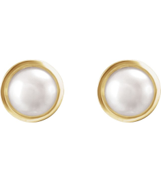 88305 Earring Set Cultured White Akoya Pearl Pearl 5 Mm 14K Yellow Pair Friction Backs Included Polished Pearl Bezel Earrings