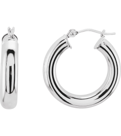 20270 Earring 14K White 20 Mm 4 Mm Pair Catch Polished Round Tube Hoop Earrings