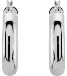 20270 Earring 14K White 20 Mm 4 Mm Pair Catch Polished Round Tube Hoop Earrings