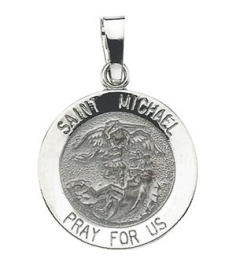 R5052 Pendant 14K White 15 Mm Polished Round St. Michael Medal