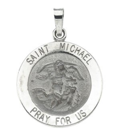 R5052 Pendant 14K White 18 Mm Polished Round St. Michael Medal