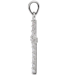 R42308 Pendant Set 14K White Round Lab-Grown Diamond 1.3Mm 18 Ctw Si1-Si2, G-H Polished Lab-Grown Diamond Accented Cross Pendant