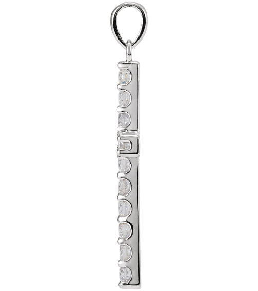 R42308 Pendant Set 14K White Round Lab-Grown Diamond 2.5Mm 1 Ctw Si1-Si2, G-H Polished Lab-Grown Diamond Cross Pendant