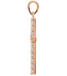 R42308 Pendant Set 14K Rose Round Lab-Grown Diamond 2.5Mm 1 Ctw Si1-Si2, G-H Polished Lab-Grown Diamond Cross Pendant