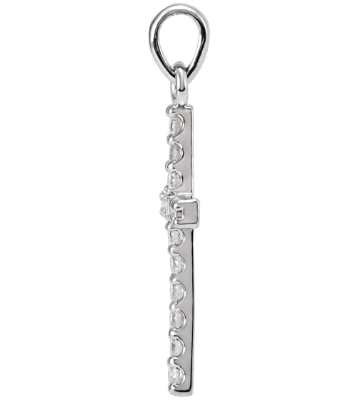 R42308 Pendant Set 14K White Round Lab-Grown Diamond 1.5Mm 15 Ctw Si1-Si2, G-H Polished Lab-Grown Diamond Cross Pendant
