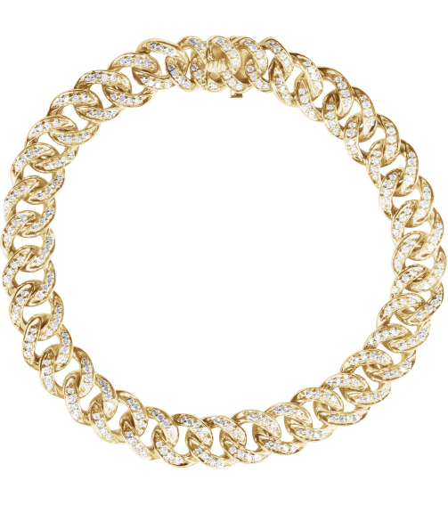 Brc911 Bracelet Set 14K Yellow Round Natural Diamond Natural Diamond 1.1Mm 1 12 Ctw I1, G-H 7 In Polished 1 12 Ctw Natural Diamond Curb Chain Bracelet
