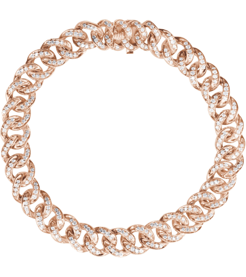 Brc911 Bracelet Set 14K Rose Round Natural Diamond Natural Diamond 1.1Mm 1 12 Ctw I1, G-H 7 In Polished 1 12 Ctw Natural Diamond Curb Chain Bracelet
