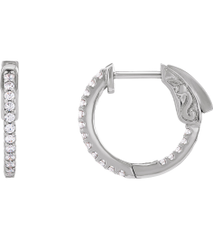 650183 Earring Set 14K White 15.5 Mm 1.5 Mm Natural Diamond Round 1.3Mm 13 Ctw I1, H+ Pair Hinged Polished 13 Ctw Natural Diamond Inside-Outside Hinged Hoop Earrings