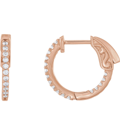 650183 Earring Set 14K Rose 15.5 Mm 1.5 Mm Natural Diamond Round 1.3Mm 13 Ctw I1, H+ Pair Hinged Polished 13 Ctw Natural Diamond Inside-Outside Hinged Hoop Earrings