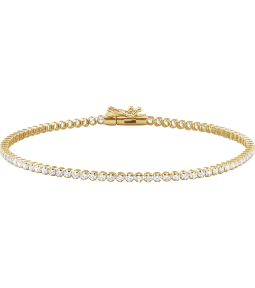 Brc912 Bracelet Set 14K Yellow Round Natural Diamond 1.7Mm 1 58 Ctw I1, G-H 7 In Polished 1 58 Ctw Natural Diamond Lightweight Line Bracelet