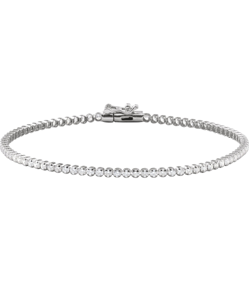 Brc912 Bracelet Set 14K White Round Natural Diamond 1.7Mm 1 58 Ctw I1, G-H 7 In Polished 1 58 Ctw Natural Diamond Lightweight Line Bracelet