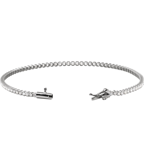 Brc912 Bracelet Set 14K White Round Natural Diamond 1.7Mm 1 58 Ctw I1, G-H 7 In Polished 1 58 Ctw Natural Diamond Lightweight Line Bracelet
