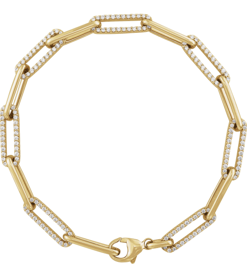 Brc914 Bracelet Set 14K Yellow Round Natural Diamond Natural Diamond 1.1Mm 1 Ctw I1, G-H 7 In Polished 1 Ctw Natural Diamond Link Bracelet