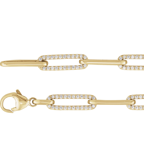 Brc914 Bracelet Set 14K Yellow Round Natural Diamond Natural Diamond 1.1Mm 1 Ctw I1, G-H 7 In Polished 1 Ctw Natural Diamond Link Bracelet