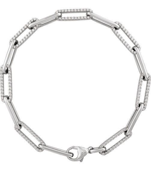 Brc914 Bracelet Set 14K White Round Natural Diamond Natural Diamond 1.1Mm 1 Ctw I1, G-H 7 In Polished 1 Ctw Natural Diamond Link Bracelet