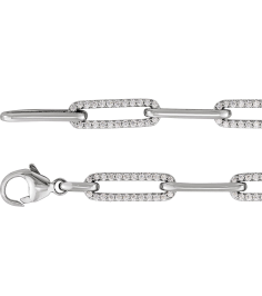 Brc914 Bracelet Set 14K White Round Natural Diamond Natural Diamond 1.1Mm 1 Ctw I1, G-H 7 In Polished 1 Ctw Natural Diamond Link Bracelet