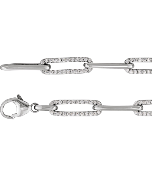 Brc914 Bracelet Set 14K White Round Natural Diamond Natural Diamond 1.1Mm 1 Ctw I1, G-H 7 In Polished 1 Ctw Natural Diamond Link Bracelet