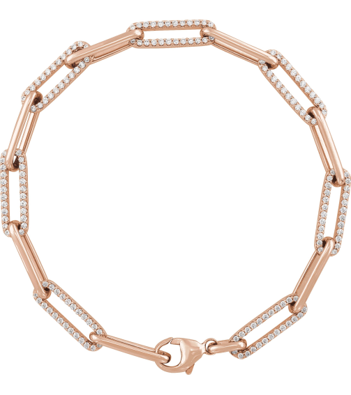 Brc914 Bracelet Set 14K Rose Round Natural Diamond Natural Diamond 1.1Mm 1 Ctw I1, G-H 7 In Polished 1 Ctw Natural Diamond Link Bracelet