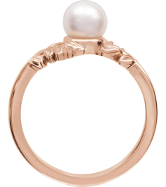 6705 Ring Set 14K Rose Cultured Akoya Pearl Pearl 5 Mm Polished Nature Inspired Ring