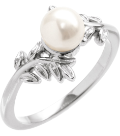6705 Ring Set Platinum Cultured Akoya Pearl Pearl 5 Mm Polished Nature Inspired Ring
