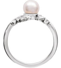 6705 Ring Set Platinum Cultured Akoya Pearl Pearl 5 Mm Polished Nature Inspired Ring
