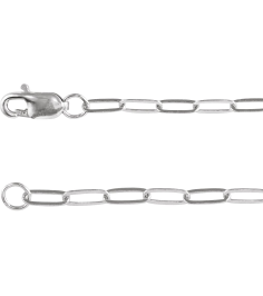 Ch1099 10K White Paperclip-Style 2.1 Mm 7 In Lobster Clasp Polished Paperclip-Style Chain