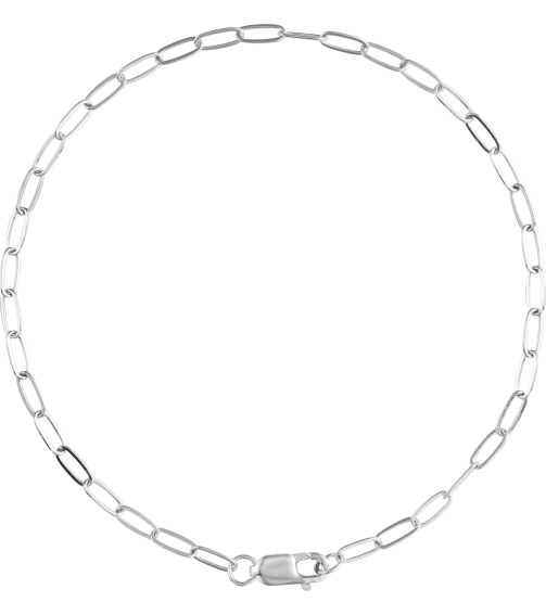 Ch1099 10K White Paperclip-Style 2.1 Mm 7 In Lobster Clasp Polished Paperclip-Style Chain