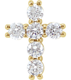 R42309 Pendant Set 14K Yellow Round Lab-Grown Diamond 2.8Mm 12 Ctw Si1-Si2, G-H Polished Lab-Grown Diamond Cross Pendant