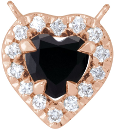 88342 Necklace Center Set 14K Rose Heart Natural Black Onyx 5 X 5Mm 18 Ctw Natural Diamond I1, Gh Polished Natural Onyx And 18 Ctw Natural Diamond Heart French-Set Halo Necklace Center