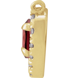 88342 Necklace Center Set 14K Yellow Heart Natural Mozambique Garnet 5 X 5Mm 18 Ctw Natural Diamond I1, Gh Polished Natural Mozambique Garnet And 18 Ctw Natural Diamond Heart French-Set Halo Necklace Center