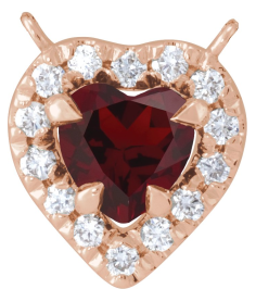 88342 Necklace Center Set 14K Rose Heart Natural Mozambique Garnet 5 X 5Mm 18 Ctw Natural Diamond I1, Gh Polished Natural Mozambique Garnet And 18 Ctw Natural Diamond Heart French-Set Halo Necklace Center