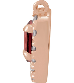 88342 Necklace Center Set 14K Rose Heart Natural Mozambique Garnet 5 X 5Mm 18 Ctw Natural Diamond I1, Gh Polished Natural Mozambique Garnet And 18 Ctw Natural Diamond Heart French-Set Halo Necklace Center