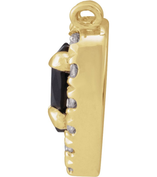 88342 Necklace Center Set 14K Yellow Heart Natural Black Onyx 5 X 5Mm 18 Ctw Natural Diamond I1, Gh Polished Natural Onyx And 18 Ctw Natural Diamond Heart French-Set Halo Necklace Center