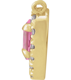 88342 Necklace Center Set 14K Yellow Heart Natural Pink Tourmaline 5 X 5Mm 18 Ctw Natural Diamond I1, Gh Polished Natural Pink Tourmaline And 18 Ctw Natural Diamond Heart French-Set Halo Necklace Center