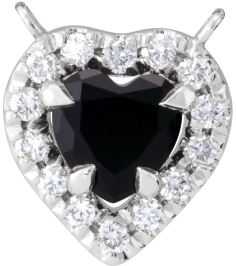 88342 Necklace Center Set 14K White Heart Natural Black Onyx 5 X 5Mm 18 Ctw Natural Diamond I1, Gh Polished Natural Onyx And 18 Ctw Natural Diamond Heart French-Set Halo Necklace Center