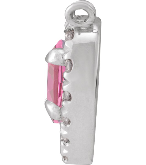 88342 Necklace Center Set Platinum Heart Natural Pink Tourmaline 5 X 5Mm 18 Ctw Natural Diamond Si2-Si3, Gh Polished Natural Pink Tourmaline And 18 Ctw Natural Diamond Heart French-Set Halo Necklace Center