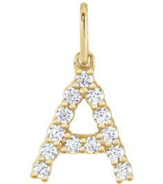 688970 Pendant Set 14K Yellow Initial A Lab-Grown Diamond Round 1.5 Mm Si1-Si2, G-H 15 Ctw Polished 15 Ctw Lab-Grown Diamond Initial Pendant