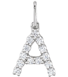 688970 Pendant Set 14K White Initial A Lab-Grown Diamond Round 1.5 Mm Si1-Si2, G-H 15 Ctw Polished 15 Ctw Lab-Grown Diamond Initial Pendant