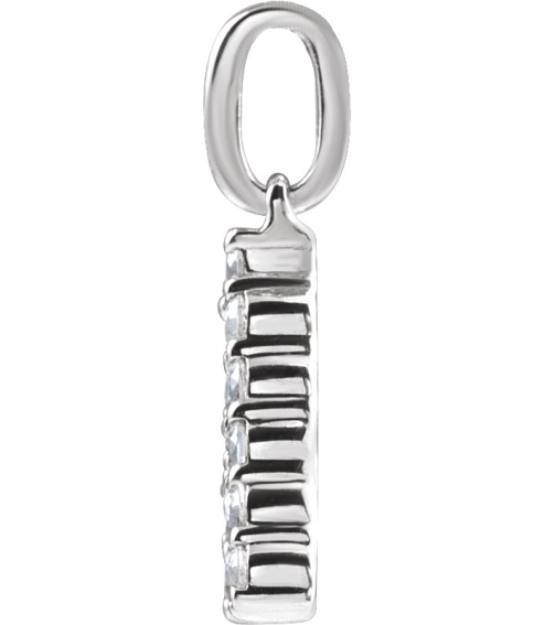 688970 Pendant Set 14K White Initial A Lab-Grown Diamond Round 1.5 Mm Si1-Si2, G-H 15 Ctw Polished 15 Ctw Lab-Grown Diamond Initial Pendant