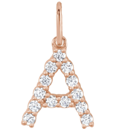 688970 Pendant Set 14K Rose Initial A Lab-Grown Diamond Round 1.5 Mm Si1-Si2, G-H 15 Ctw Polished 15 Ctw Lab-Grown Diamond Initial Pendant
