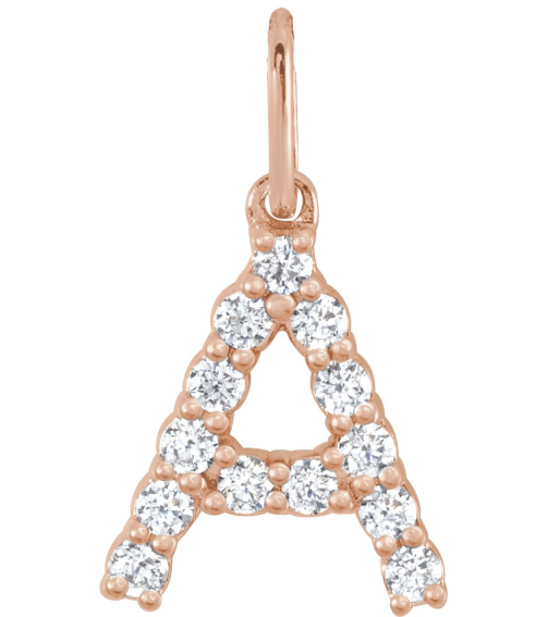 688970 Pendant Set 14K Rose Initial A Lab-Grown Diamond Round 1.5 Mm Si1-Si2, G-H 15 Ctw Polished 15 Ctw Lab-Grown Diamond Initial Pendant
